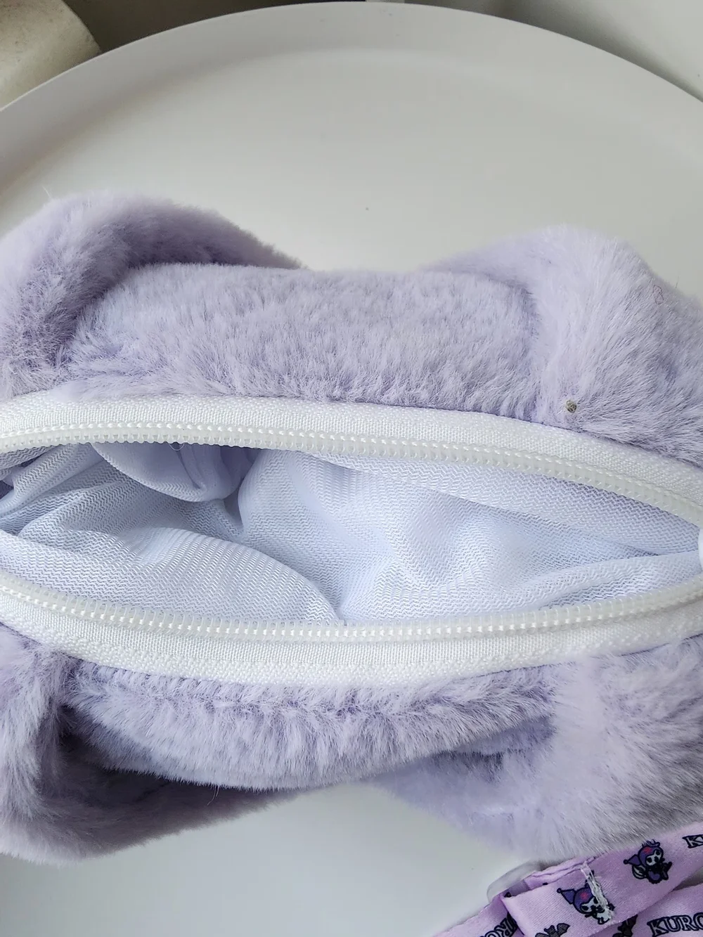 Kuromi Plush Crossbody Bag in Lavender